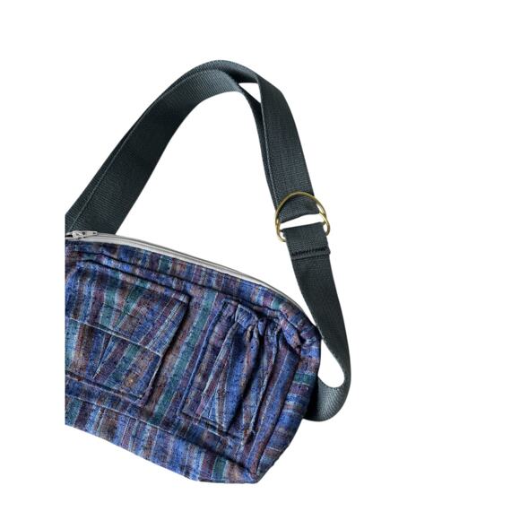 Boho Striped Corduroy Fanny Pack Crossbody Waist Belt Bag Adjustable Strap - Picture 3 of 7